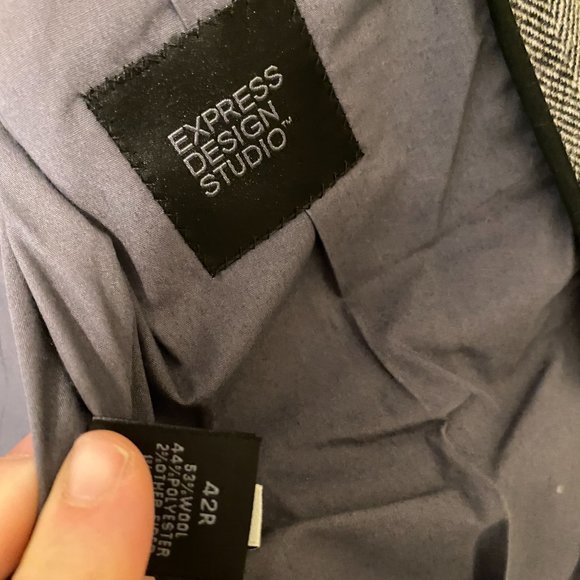 Express Dark Grey Herringbone Blazer/ Sportscoat - Ivy Style/ Academia - 42R - Picture 3 of 5